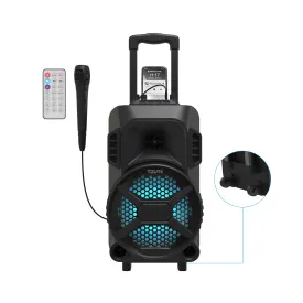 MegaBass LED Jobsite Speaker, Rechargeable Bluetooth Party Speaker with 8in. Subwoofer and Microphone