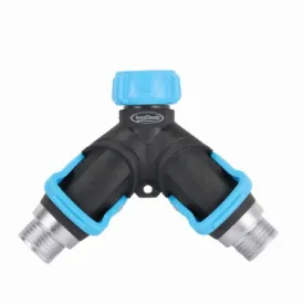 Melnor 356GTDI 2-Way Metal Faucet "Y" Splitter Connector With Lever Shut Offs - Quantity of 2