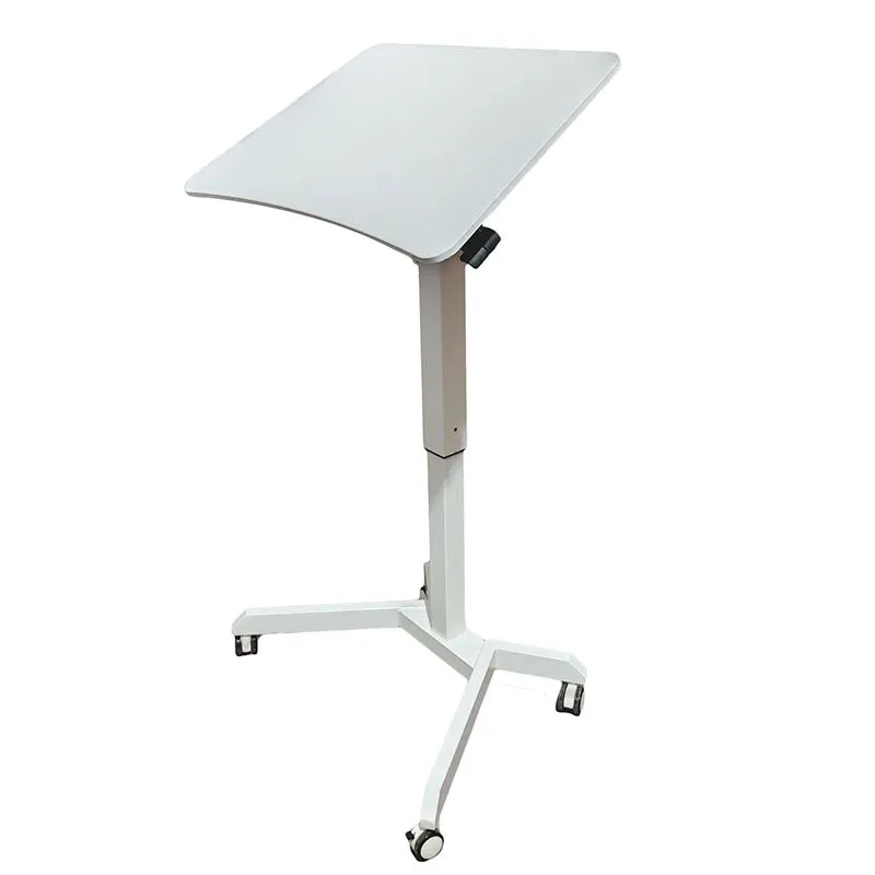 Mobile Standing Laptop Desk Converter Sit Stand Home Office Desk Workstation W/Height Adjustable from 30.3" to 45.9 Inches Folding Desk with Wheels, White (LPT02)