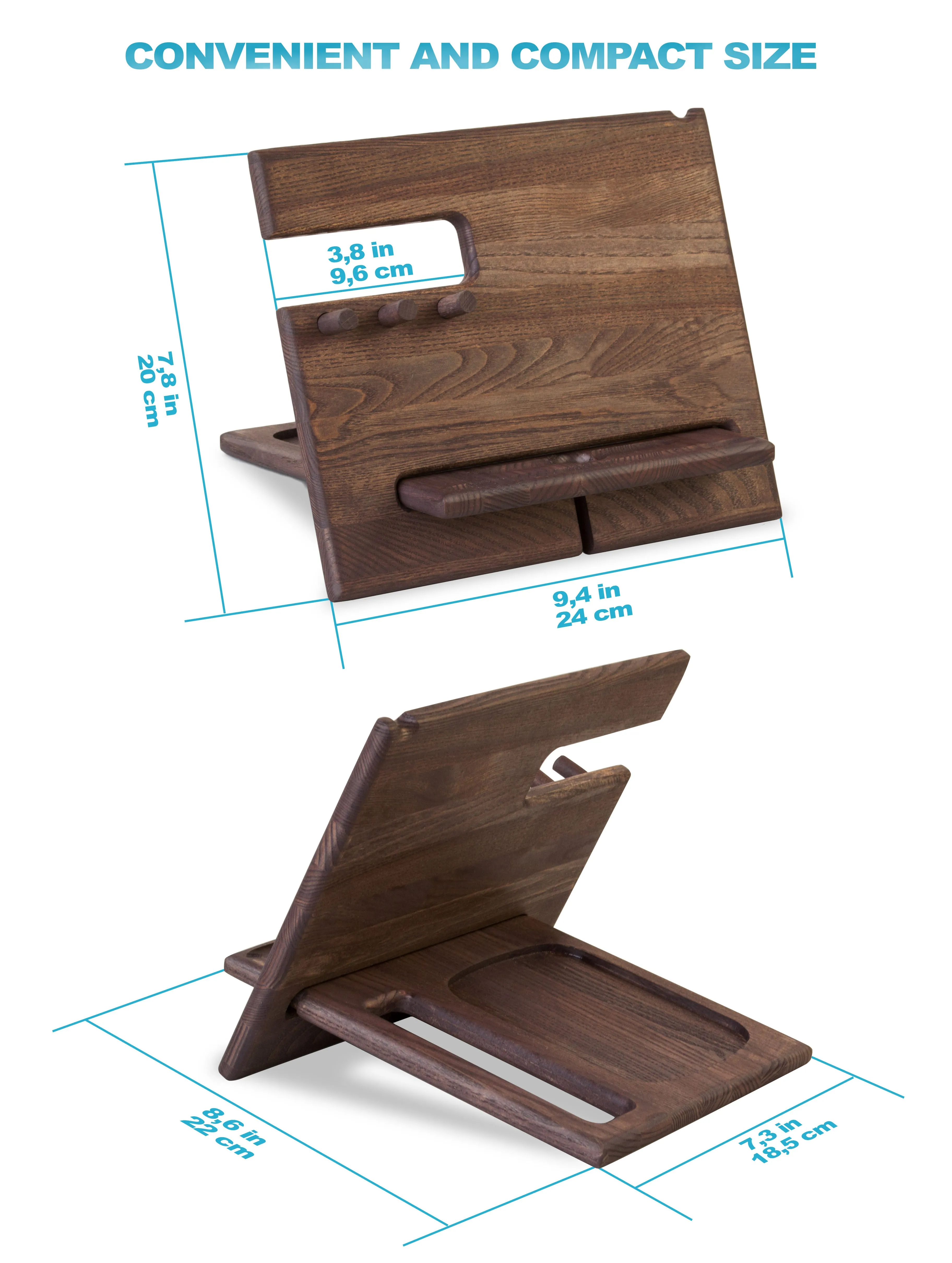 Multifunctional Wood Docking Station & Desk Organizer with 3 Pegs