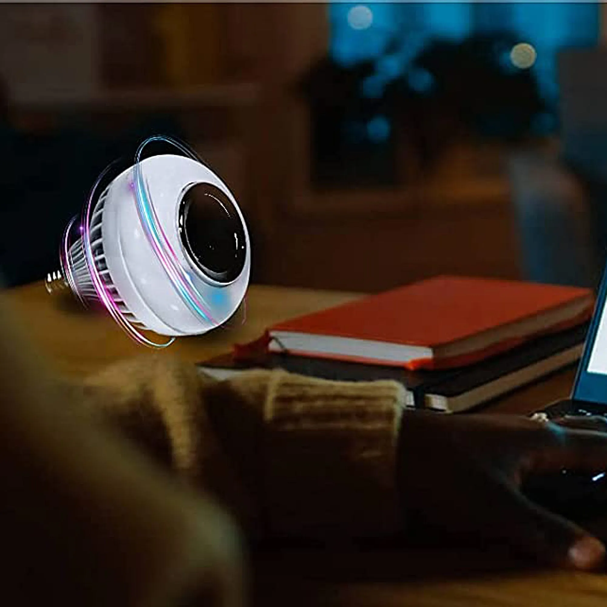 Music LED Light Bulb with Built-in Bluetooth Speaker, E26 Base, Wireless Smart Bulb, RGB Color Changing Remote Control for Party
