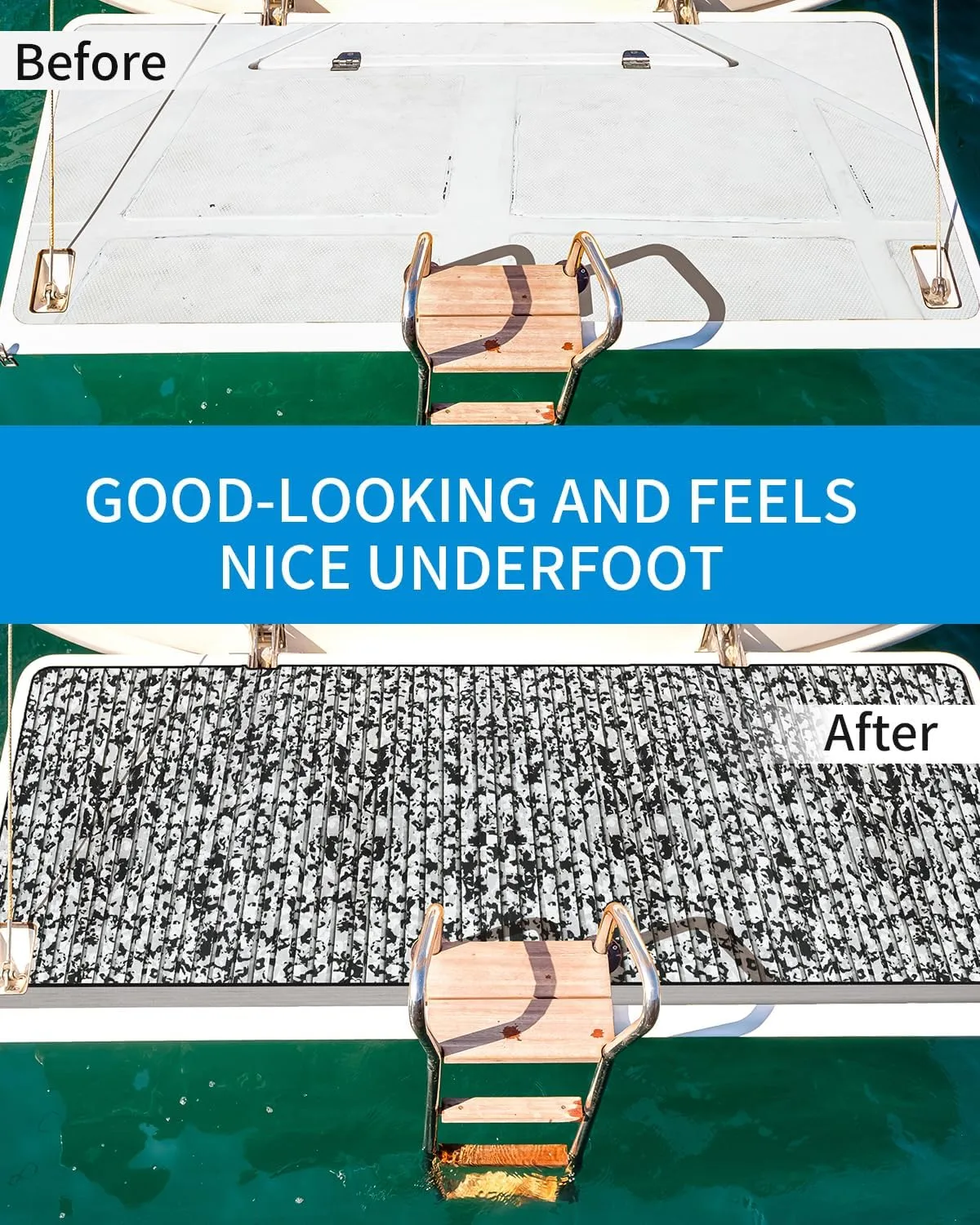OCEANBROAD Camouflage Boat Flooring 96''x16''/23''/38''/47'' Strip Cut Grooves Self-Adhesive EVA Foam Sheet Non-Slip Traction Pad for Boats Decking Surfboard SUP Paddle Board Kayak