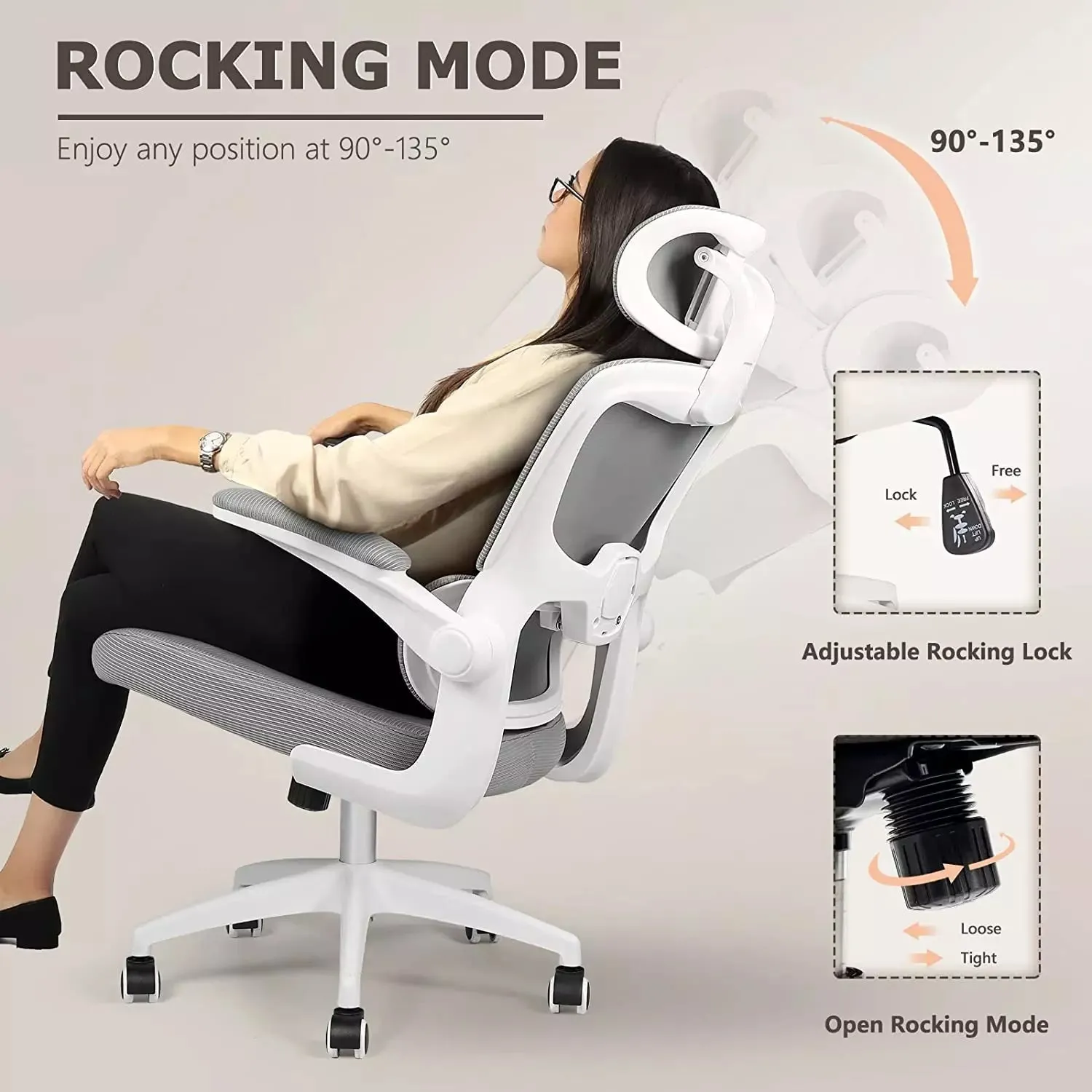 OFIKA Ergonomic Office Chair, High Back Mesh Desk Chair with Adjustable Headrest