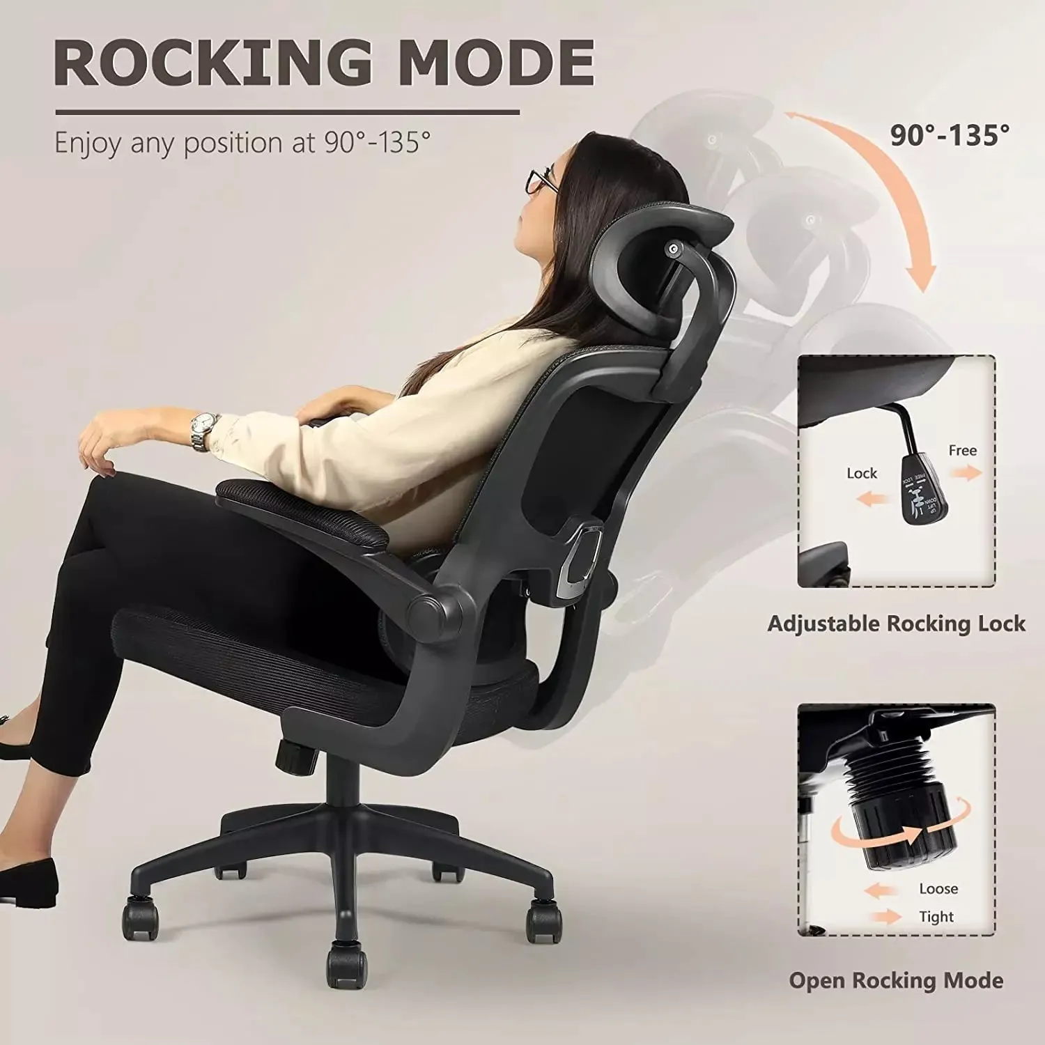 OFIKA Ergonomic Office Chair, High Back Mesh Desk Chair with Adjustable Headrest