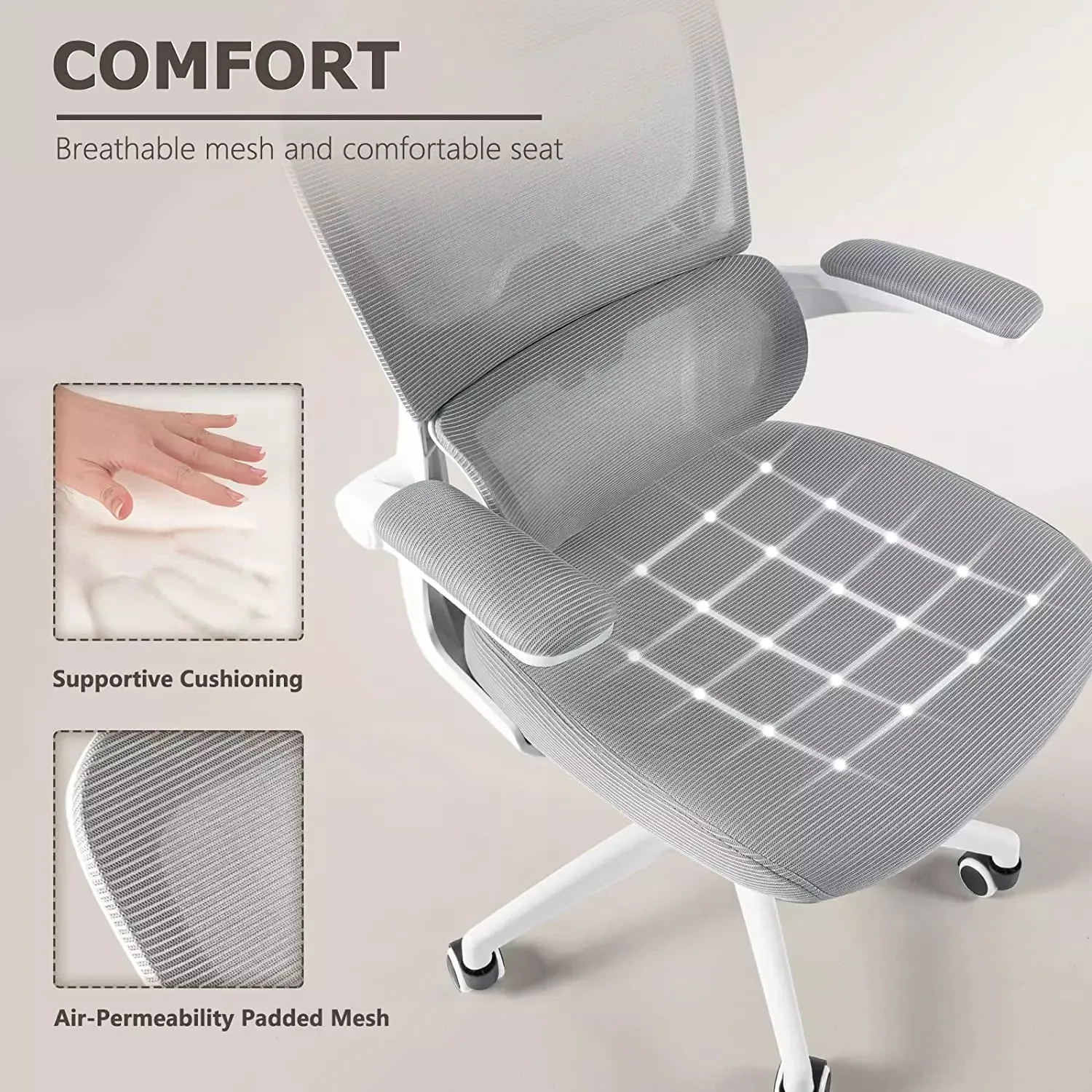 OFIKA Ergonomic Office Chair, High Back Mesh Desk Chair with Adjustable Headrest
