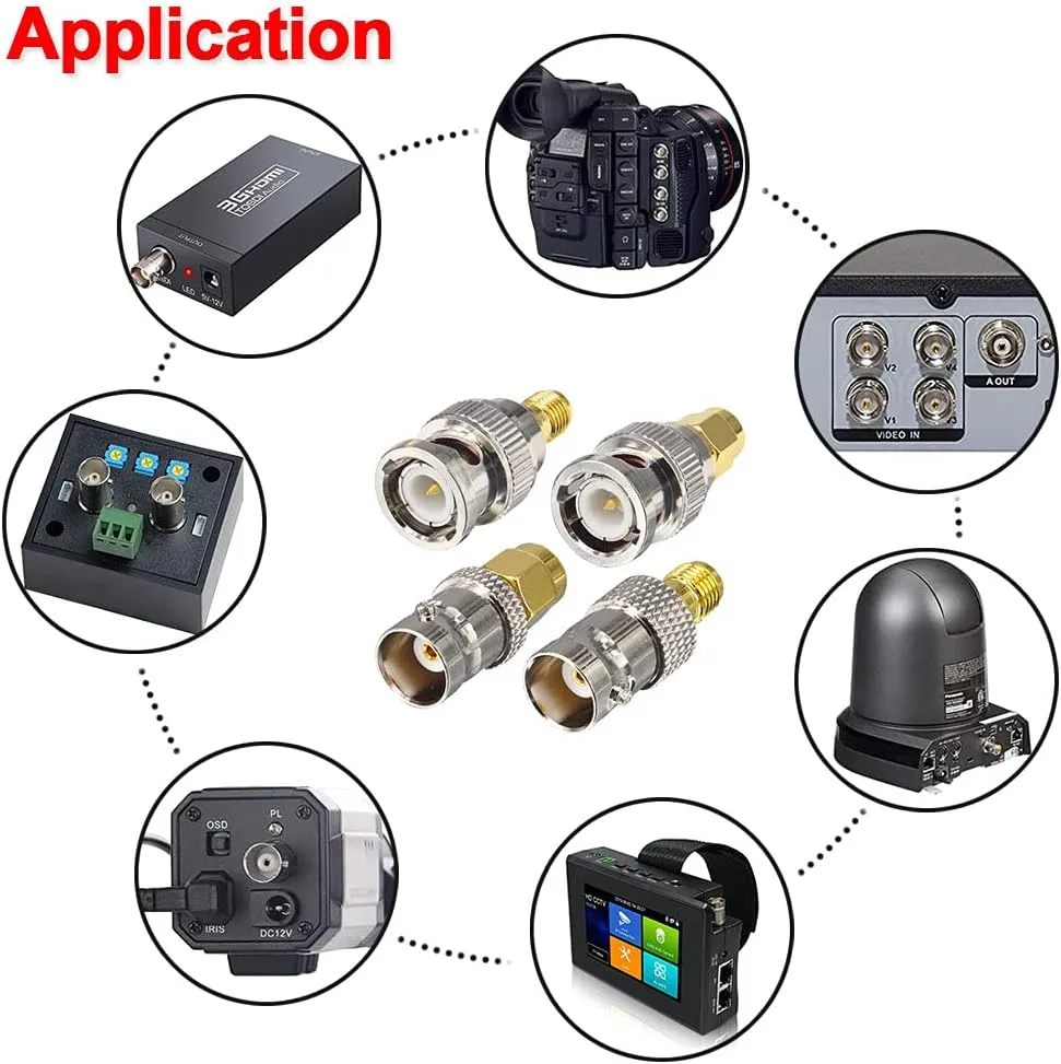 onelinkmore SMA to BNC Adapter Kits for SDR, Handheld Radios, Scanner, Walkie Talkie, Coaxial Adapter, 4 Pieces