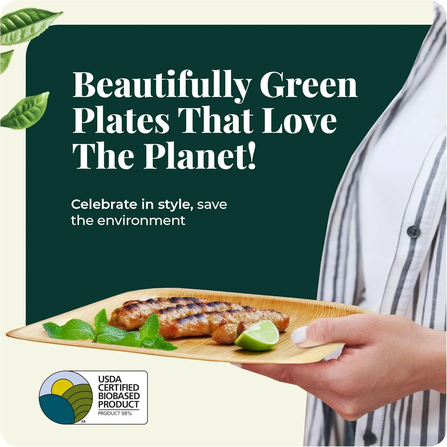 Palm Leaf Plate 4 Inch Bamboo Plate Disposable Small Square Party Plates, Eco-Friendly & Biodegradable Compostable Plates Best Alternative To Wooden Plastic Paper By KoalaLove (25)