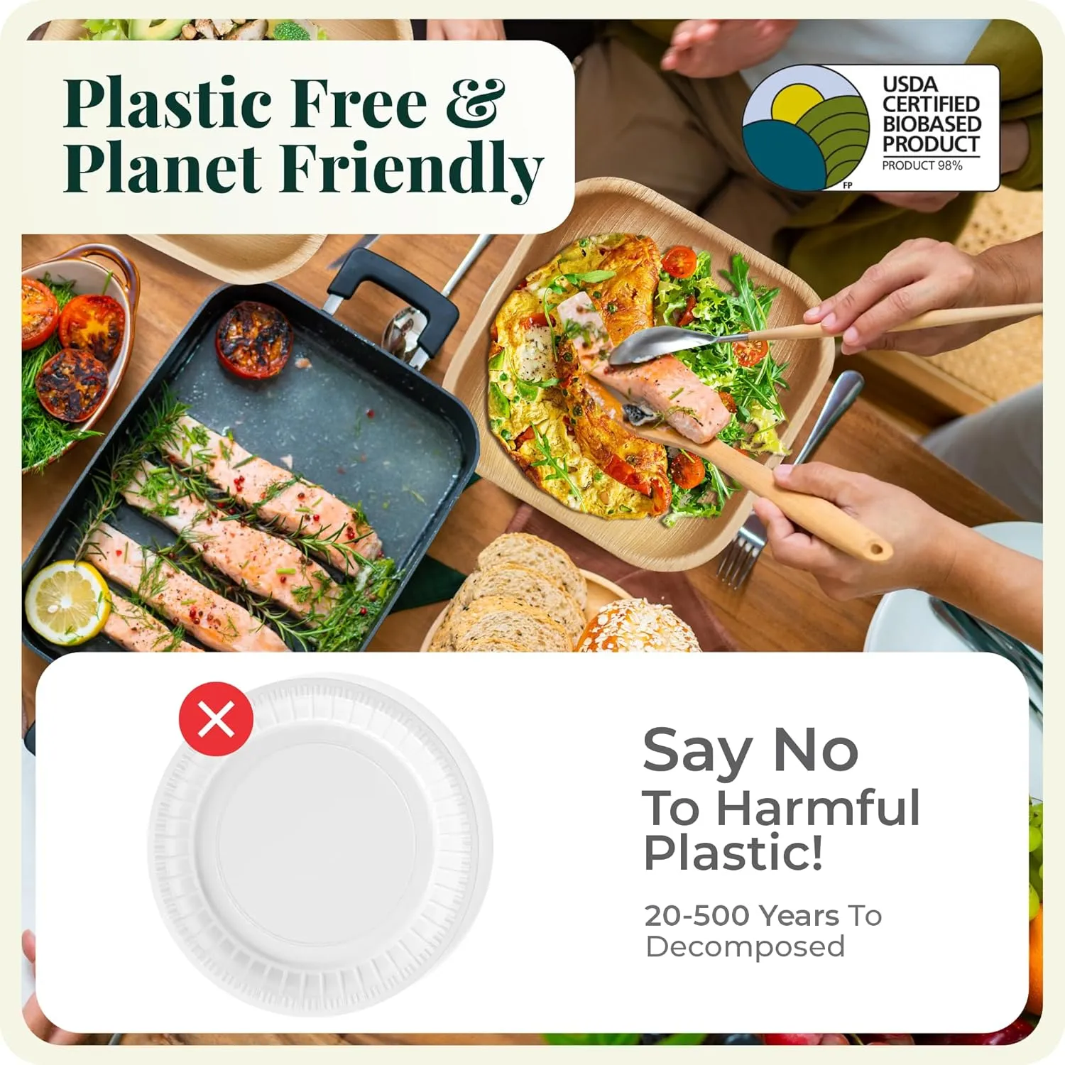 Palm Leaf Plate 4 Inch Bamboo Plate Disposable Small Square Party Plates, Eco-Friendly & Biodegradable Compostable Plates Best Alternative To Wooden Plastic Paper By KoalaLove (25)