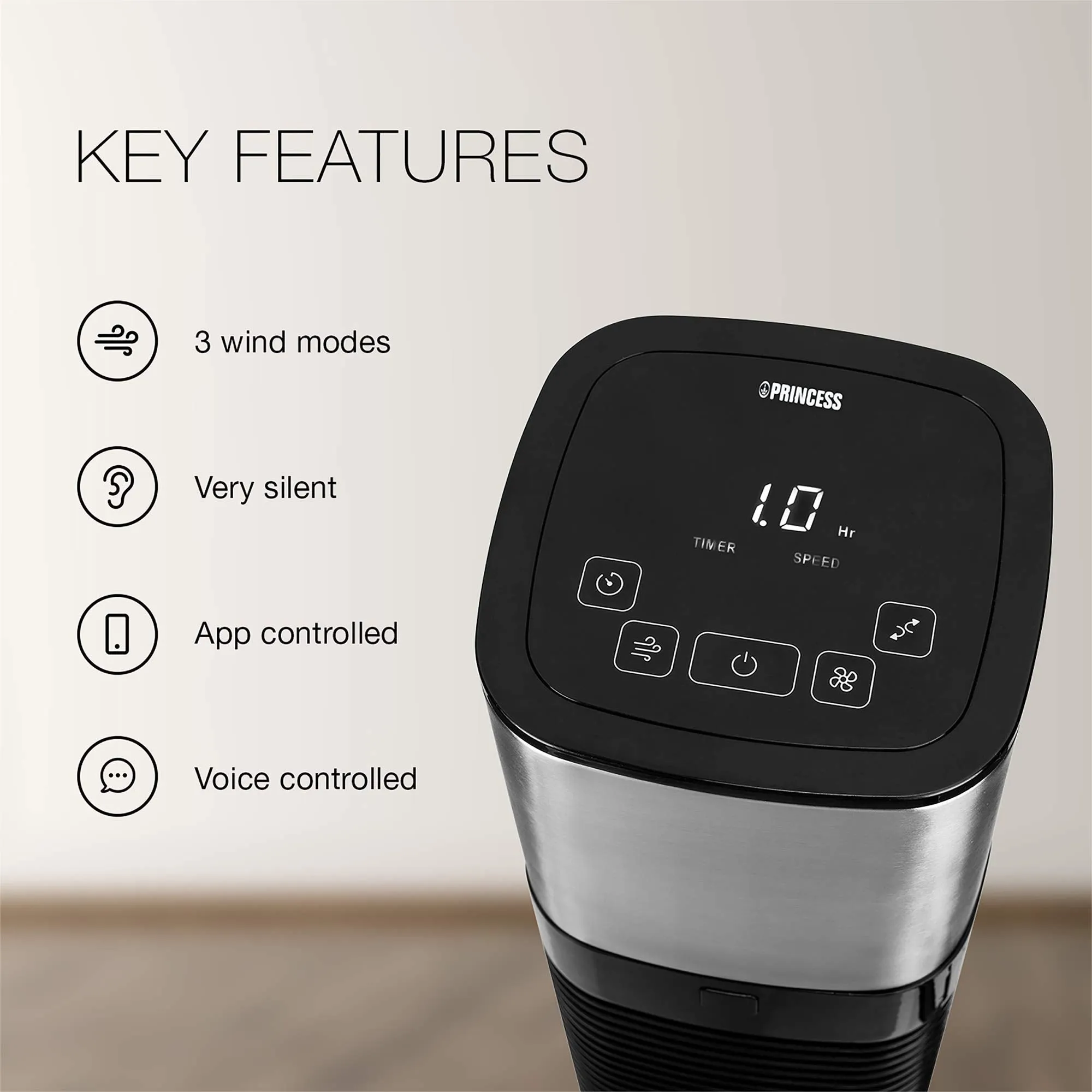 Princess 350000 Smart Tower Fan, Voice Controlled
