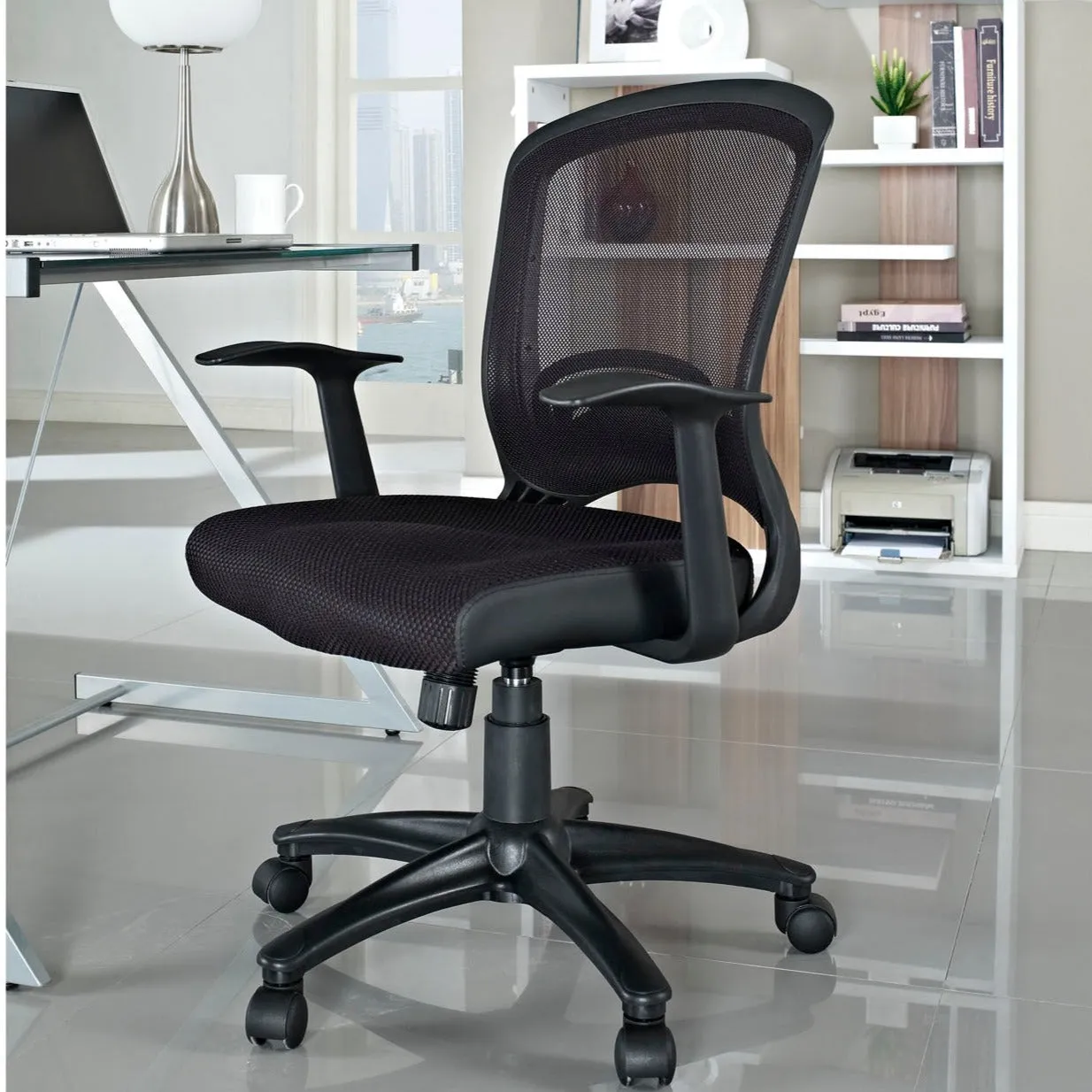 Pulse Mesh Ergonomic Faux Leather Office Chair with Height Adjustable - For Desk Table