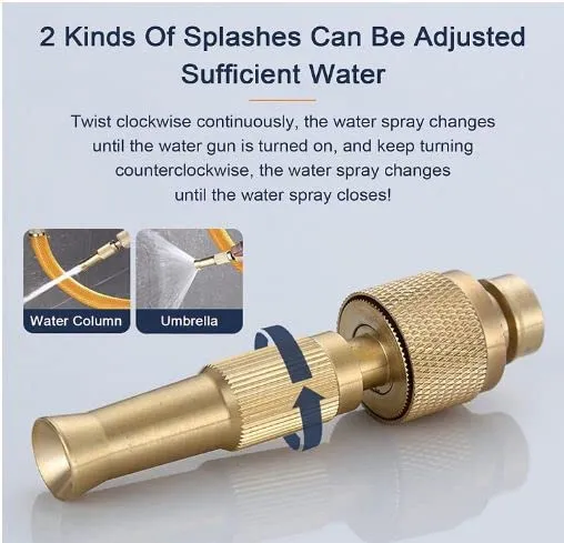 SeCro Adjustable Pure-BRASS Water Spray Nozzle 1/2”, Brass Fitting Set, for Hand Watering Garden Plants Lawn Washing Cars and Showering Pets Fittings.