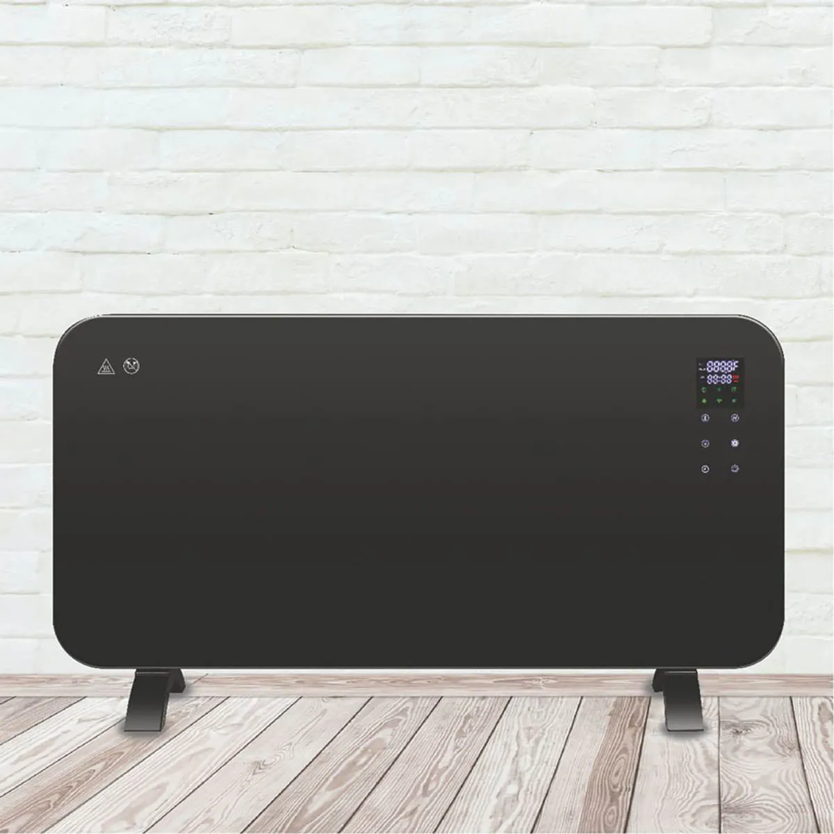 Smart Heater Glass Panel Freestanding or Wall-Mounted Smart Wi-Fi Black 2kW