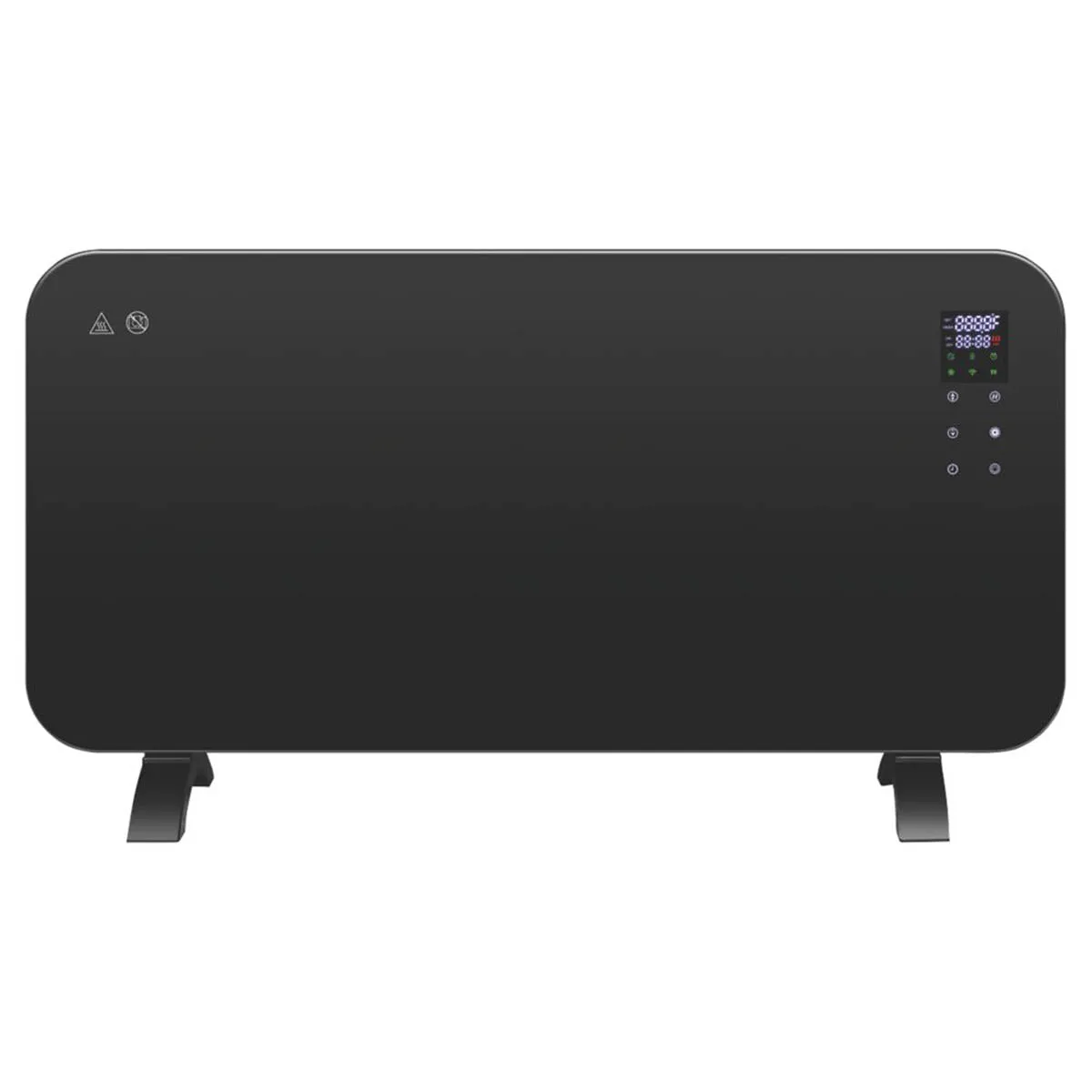 Smart Heater Glass Panel Freestanding or Wall-Mounted Smart Wi-Fi Black 2kW