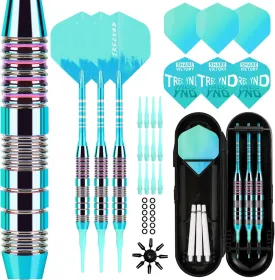 Soft Tip Darts Set 3 Aluminum Shaft Professional Darts Plastic Tip Sets 2BA Replacement Tips   Extra 3 Dart Flights 3 Replace Plastic Shafts for Electronic Dart Board