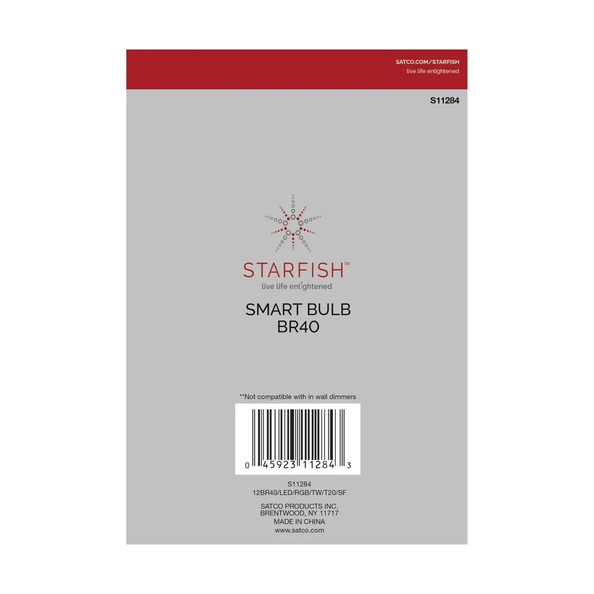 Starfish BR40 Smart LED Bulb, 12 Watts, 960 Lumens, RGBW & Tunable White, E26 Base, T20