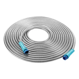 Sun Joe AJSGH50 Heavy-Duty Spiral Constructed Stainless Steel Garden Hose | 50-Feet | 1/2 in. Diameter