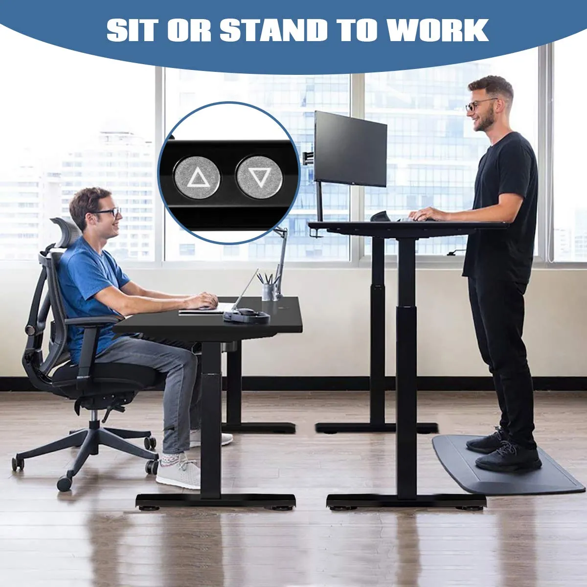 Tangkula Dual Motor Electric Standing Desk Frame, Height & Width Adjustable Motorized Sit Stand Desk Base