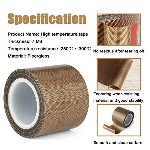 Teflon Fabric Tape, 3/4 Inch 30 Feet PTFE Tape for Vacuum Sealer Machine, Hand Impulse Sealers Insulation PTFE Coated Fiberglass Adhesive Tape Compatible with FoodSaver, Seal A Meal, Weston, Cabella