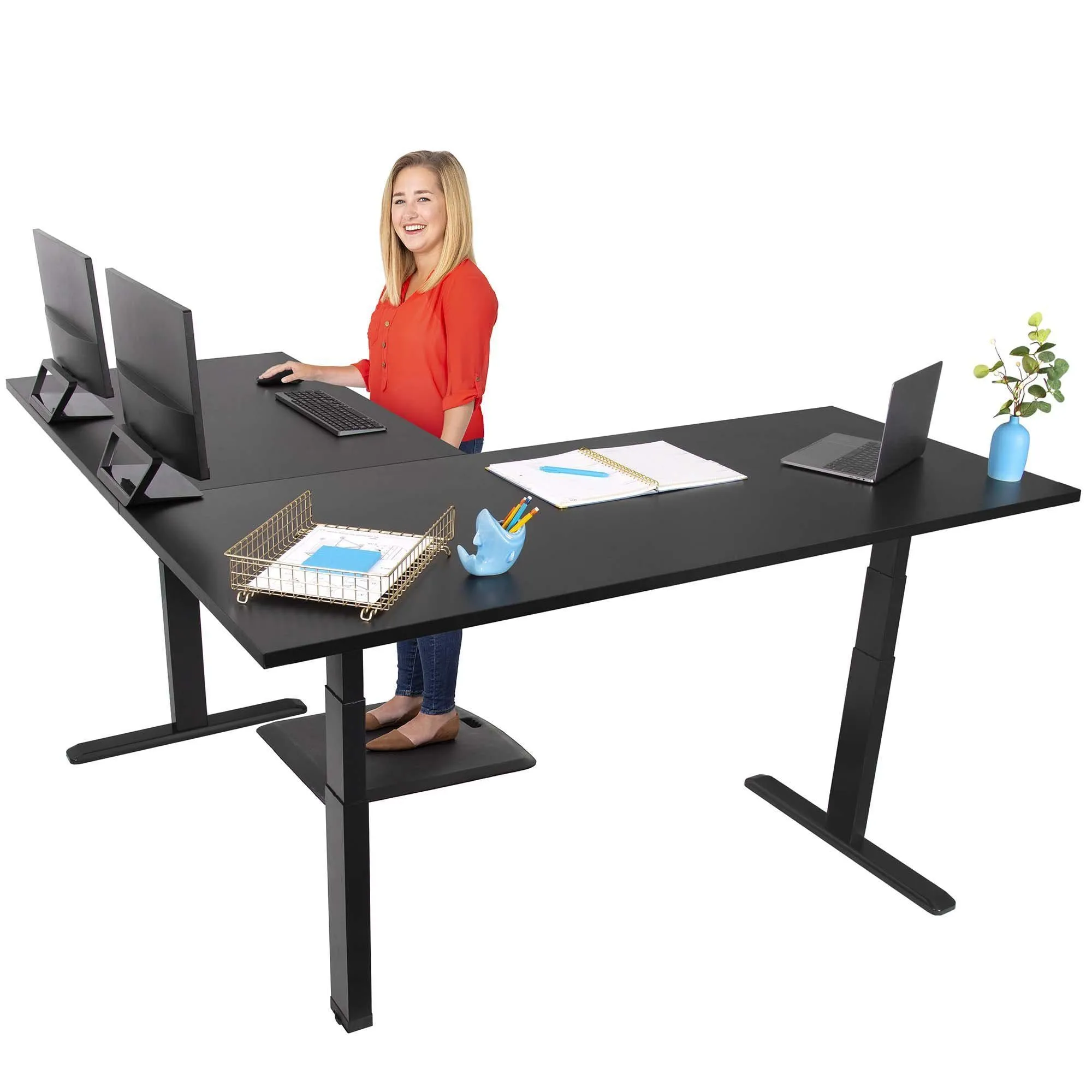 Tranzendesk Power Electric L-Shaped Standing Desk