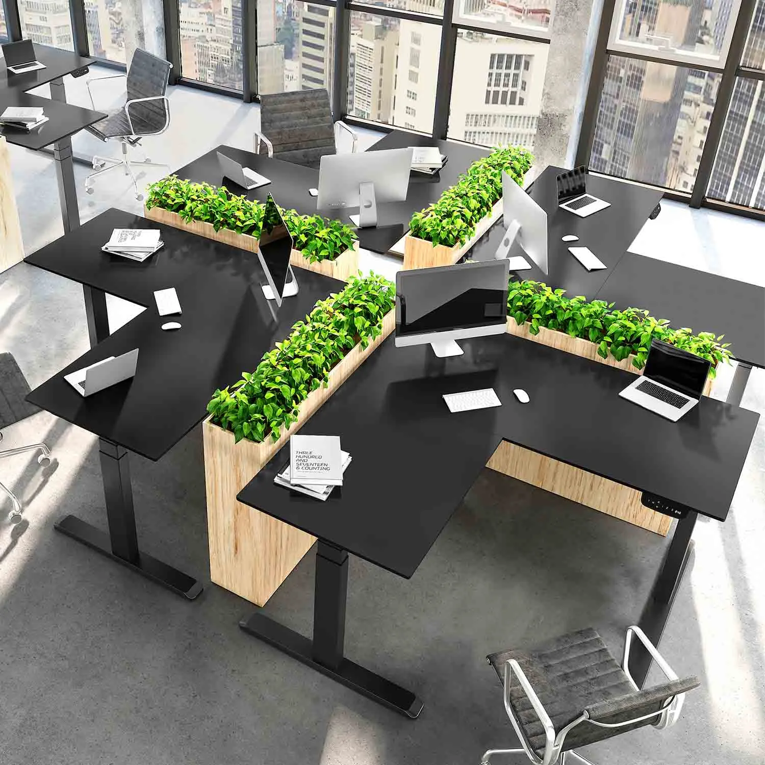 Tranzendesk Power Electric L-Shaped Standing Desk