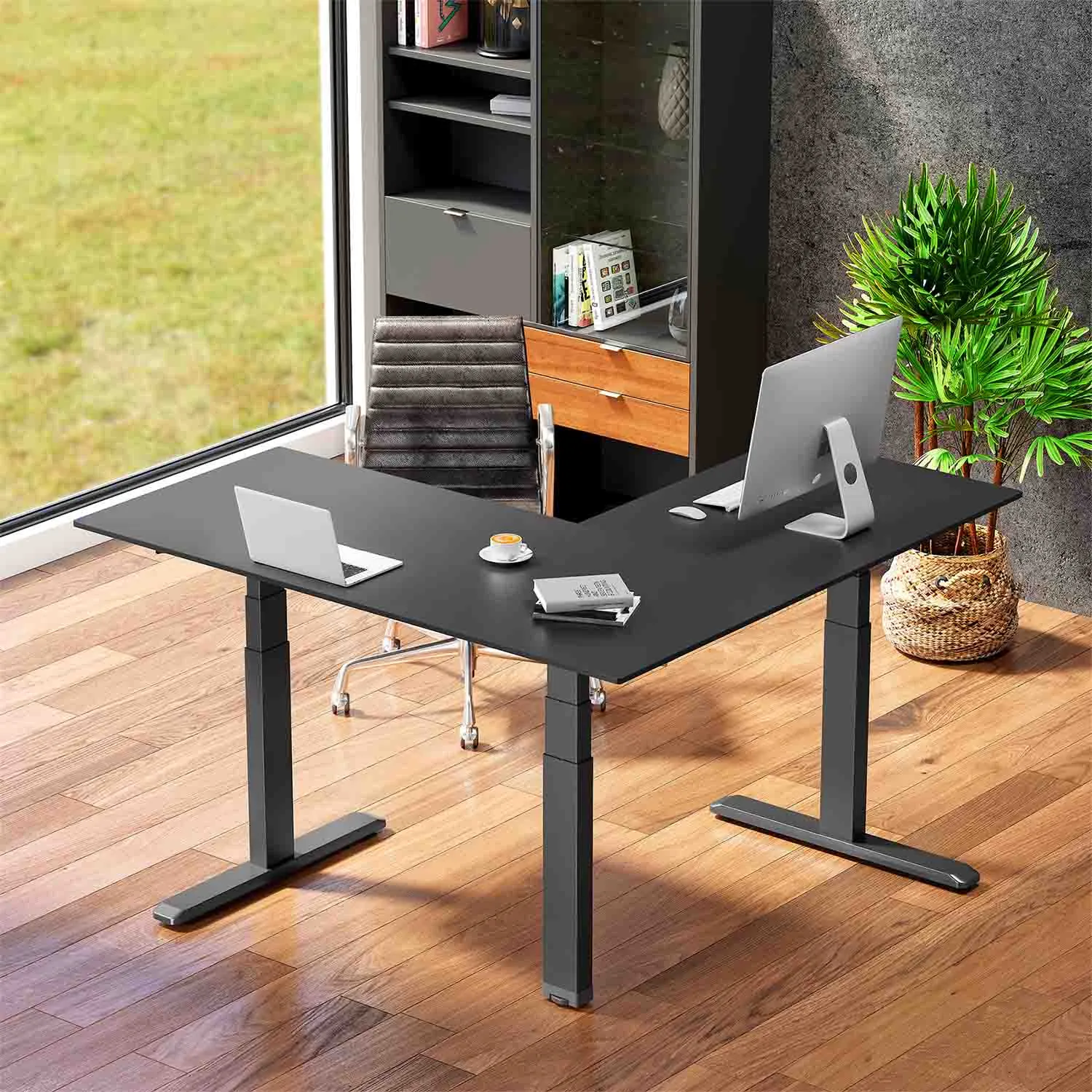 Tranzendesk Power Electric L-Shaped Standing Desk