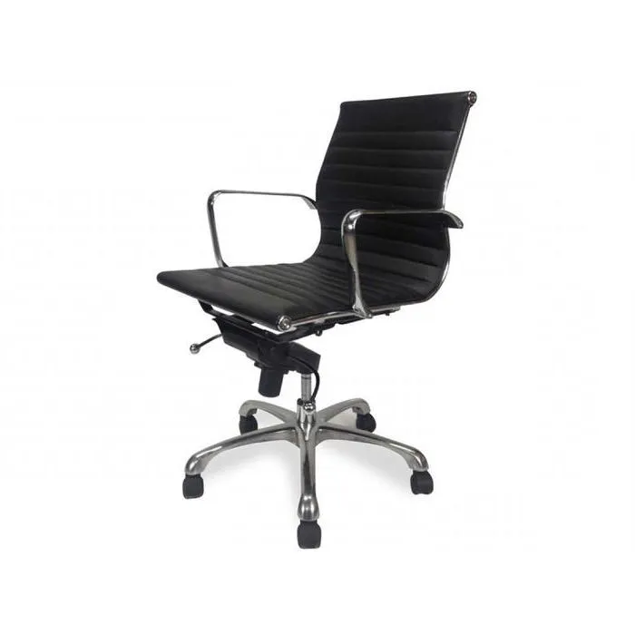 Veera Low Back Office Chair - Black Leather