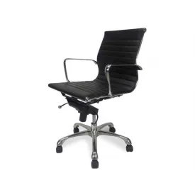 Veera Low Back Office Chair - Black Leather