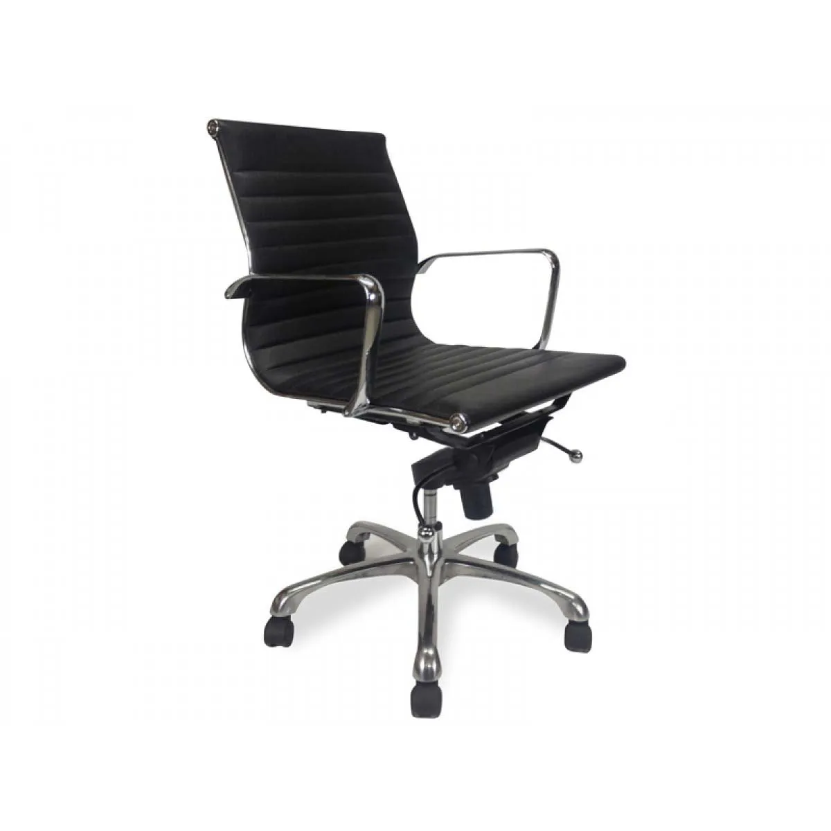 Veera Low Back Office Chair - Black Leather
