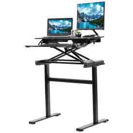 VIVO Black Height-Adjustable 32" Tabletop Converter with Heavy-Duty Desk Frame, DESK-KIT-1KK