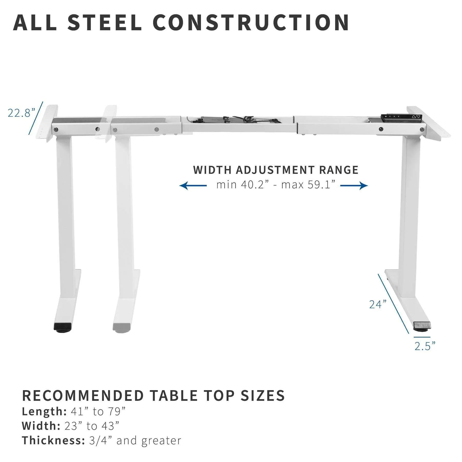 Vivo Electric Dual Motor Desk Frame, DESK-E-200B/200W