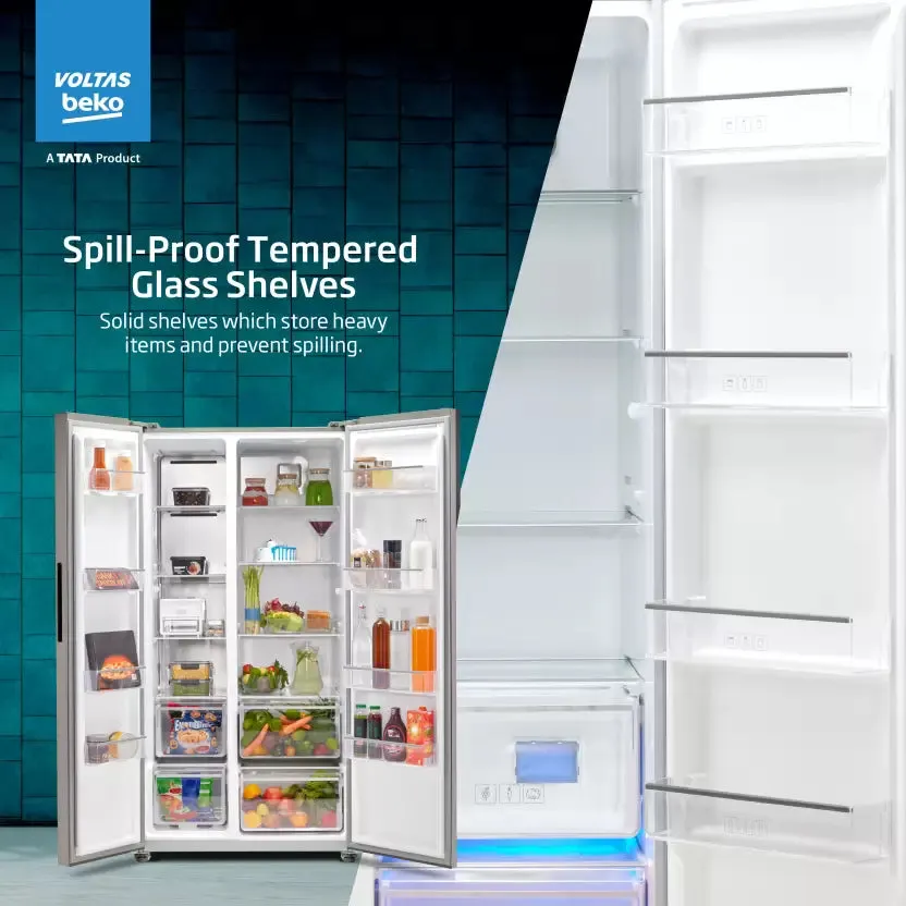 Voltas Beko RSB585XPE 563L Side by Side Refrigerator (Inox Look)