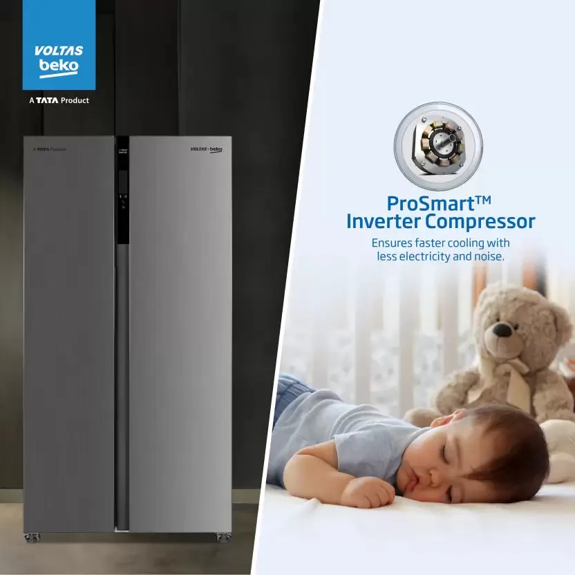 Voltas Beko RSB585XPE 563L Side by Side Refrigerator (Inox Look)