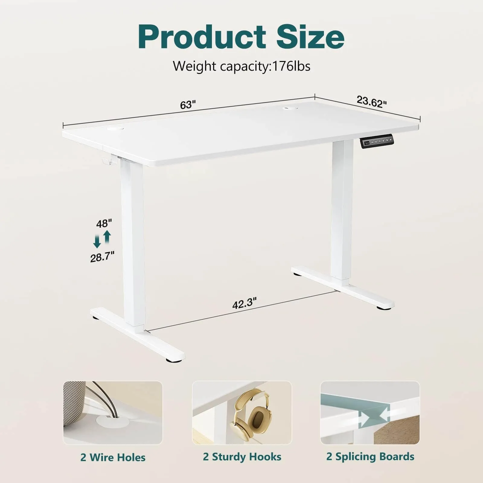 Walker Edison | White Electric Height Adjustable Standing Desk