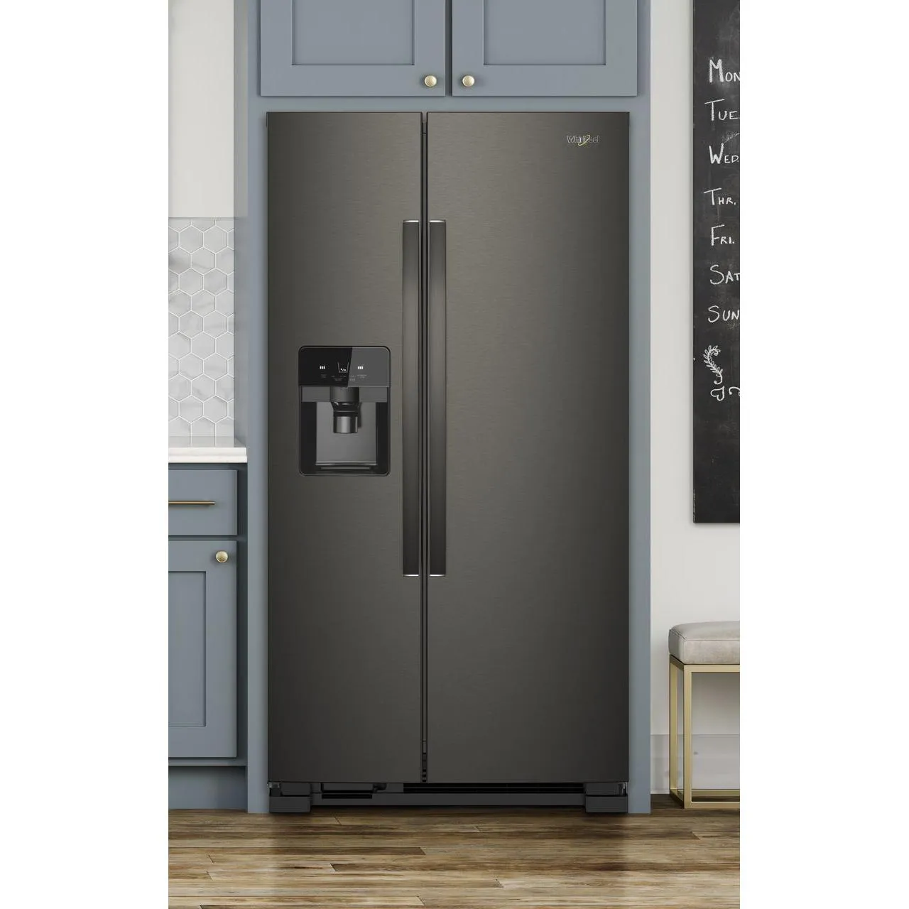 Whirlpool 36-inch, 24.5 cu. ft. Side-by-Side Freestanding Refrigerator with Exterior Ice and Water Dispenser with EveryDrop™ Water Filtration WRS555SIHV