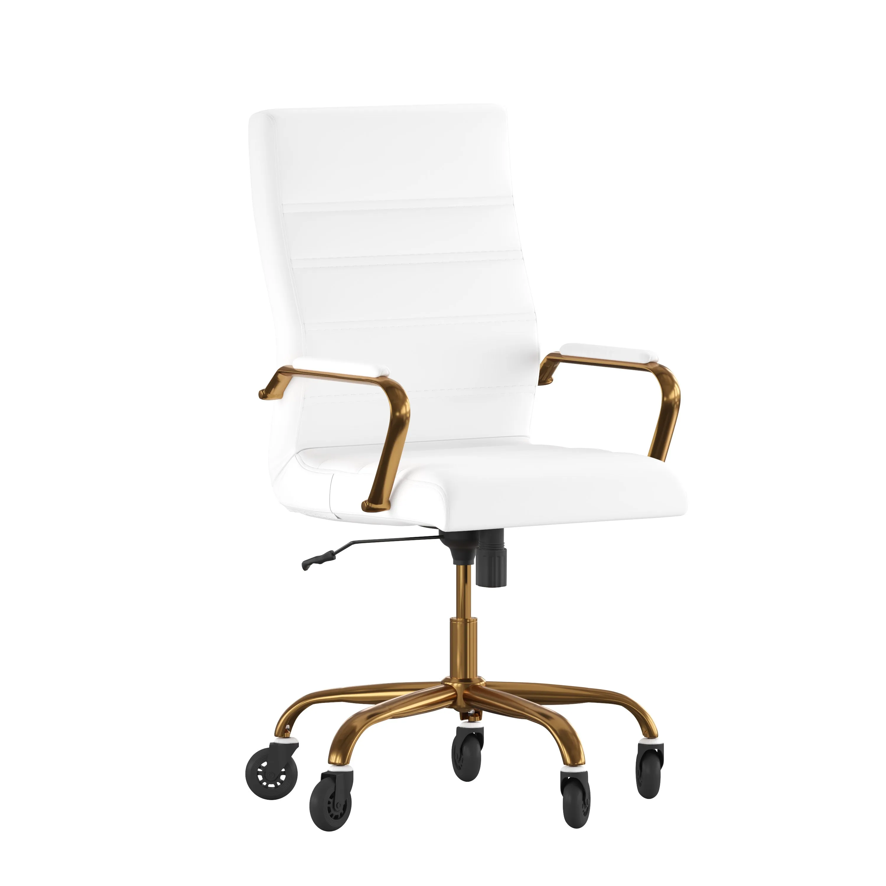 White Chair with Skate Wheels GO-2286H-WH-GLD-RLB-GG