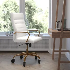 White Chair with Skate Wheels GO-2286H-WH-GLD-RLB-GG