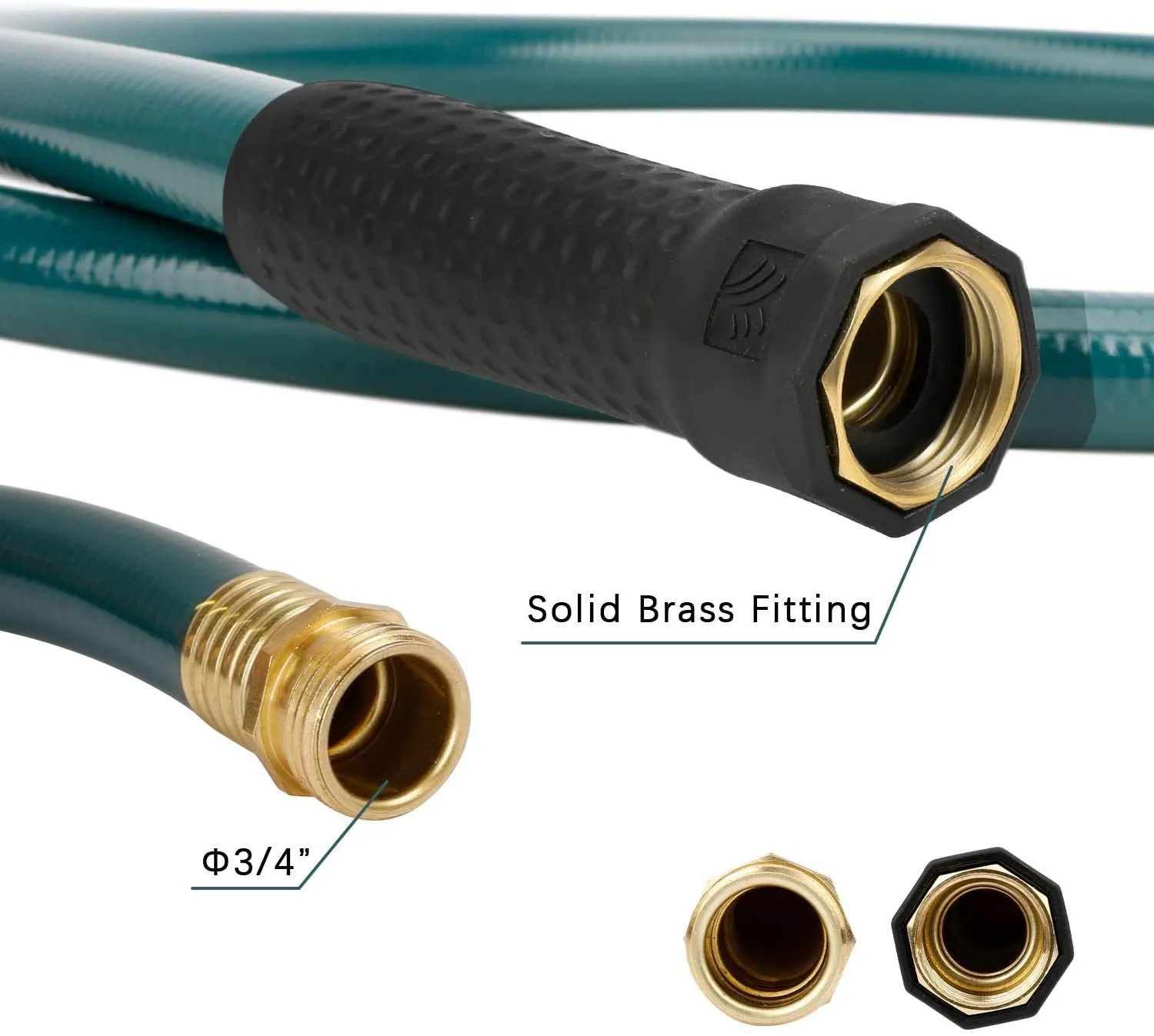 Worth® Heavy Duty Garden Water Hose 5/8" X 25 ft Durable PVC leader no kink hose female to female