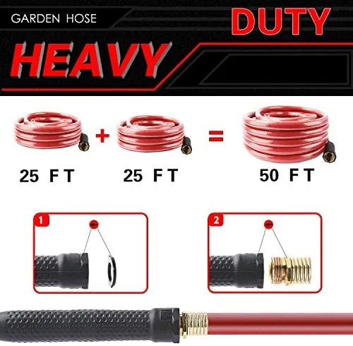 Worth® Heavy Duty Garden Water Hose 5/8" X 25 ft Durable PVC leader no kink hose female to female