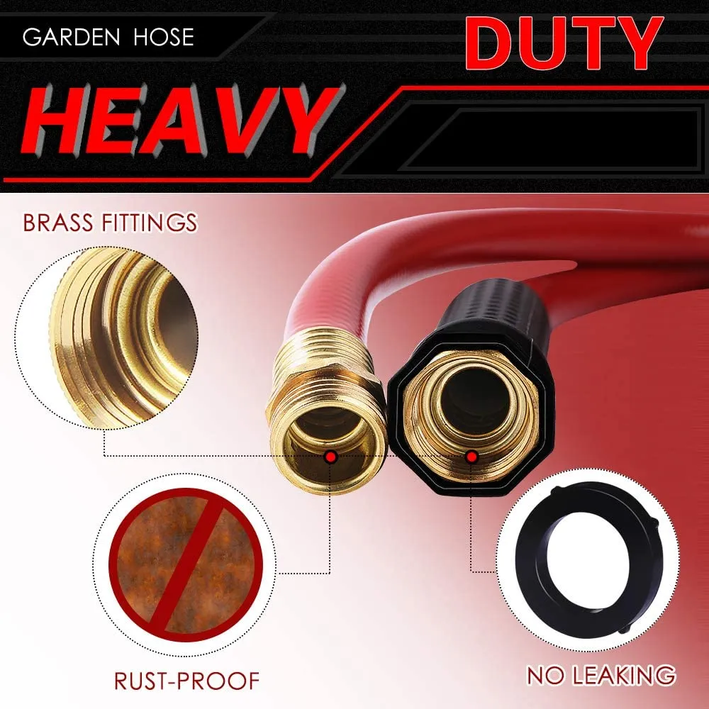 Worth® Heavy Duty Garden Water Hose 5/8" X 25 ft Durable PVC leader no kink hose female to female