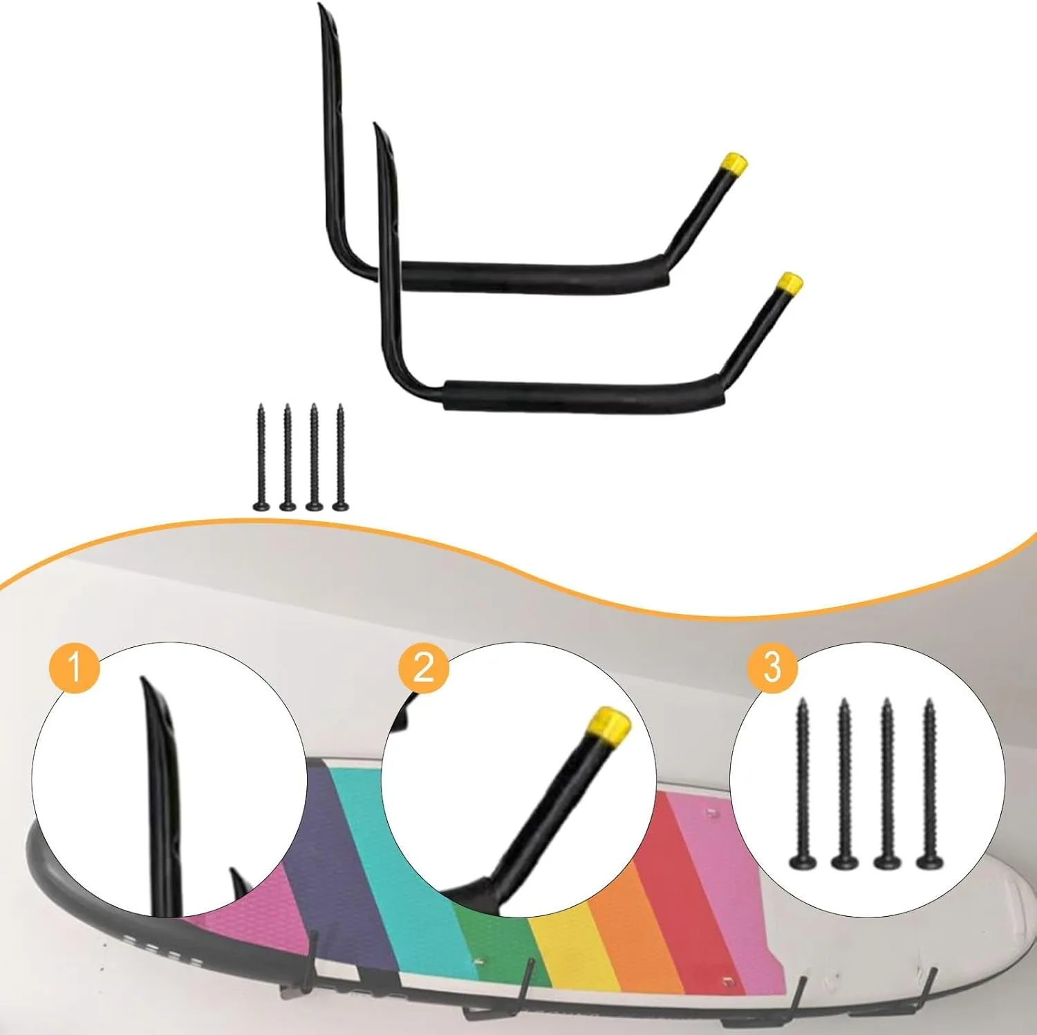 Yiju Kayak Storage Rack Holder Organizer Bracket Wall Mounted Garage Indoor Kayak Storage Hook Hanger for Home Canoe