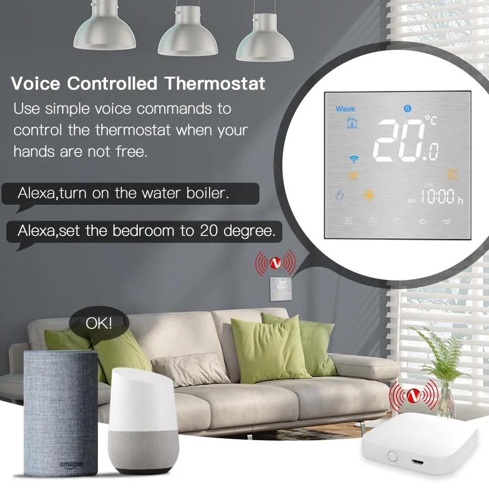 ZigBee Smart Thermostat for Water/Electric floor Heating Water/Gas Boiler Brushed panel